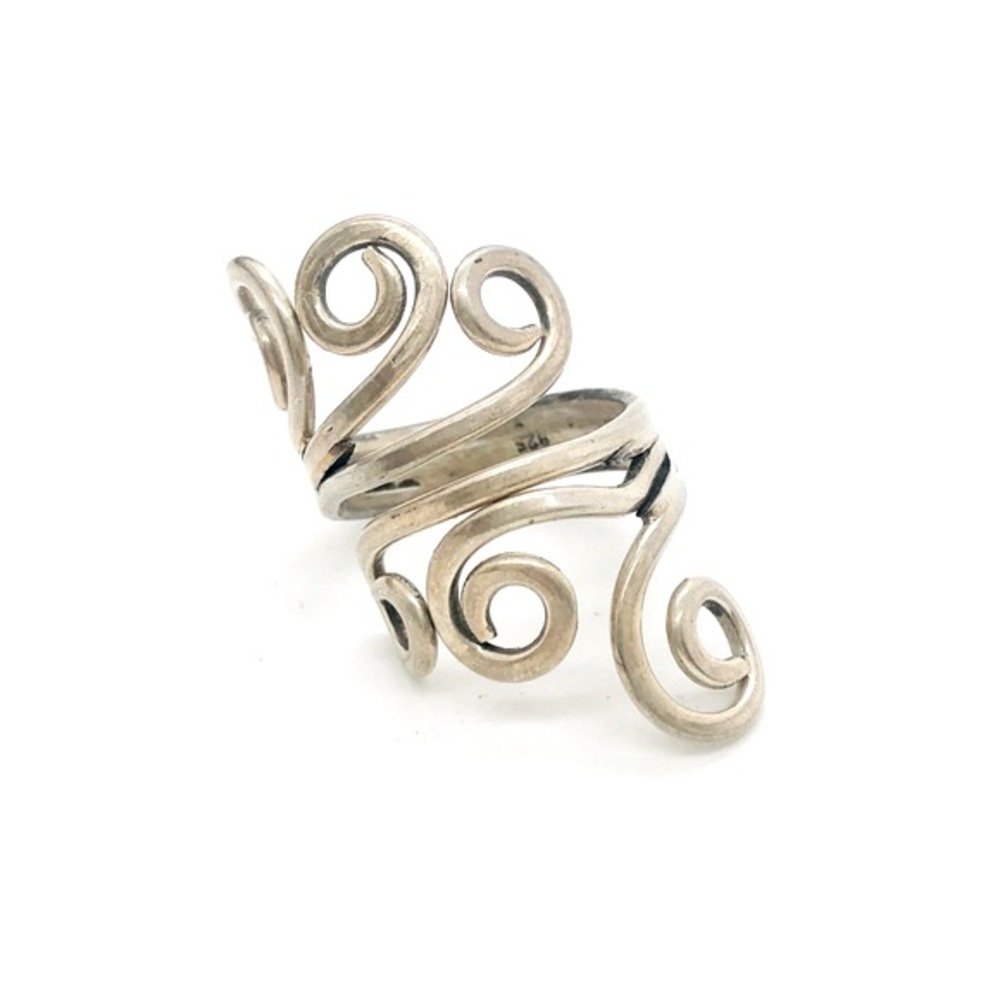 Vintage Silver Bypass 925 Scroll Ring